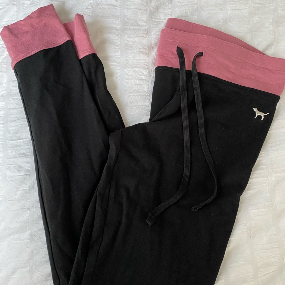 Victoria’s Secret PINK Jogger, black with pink waist, small